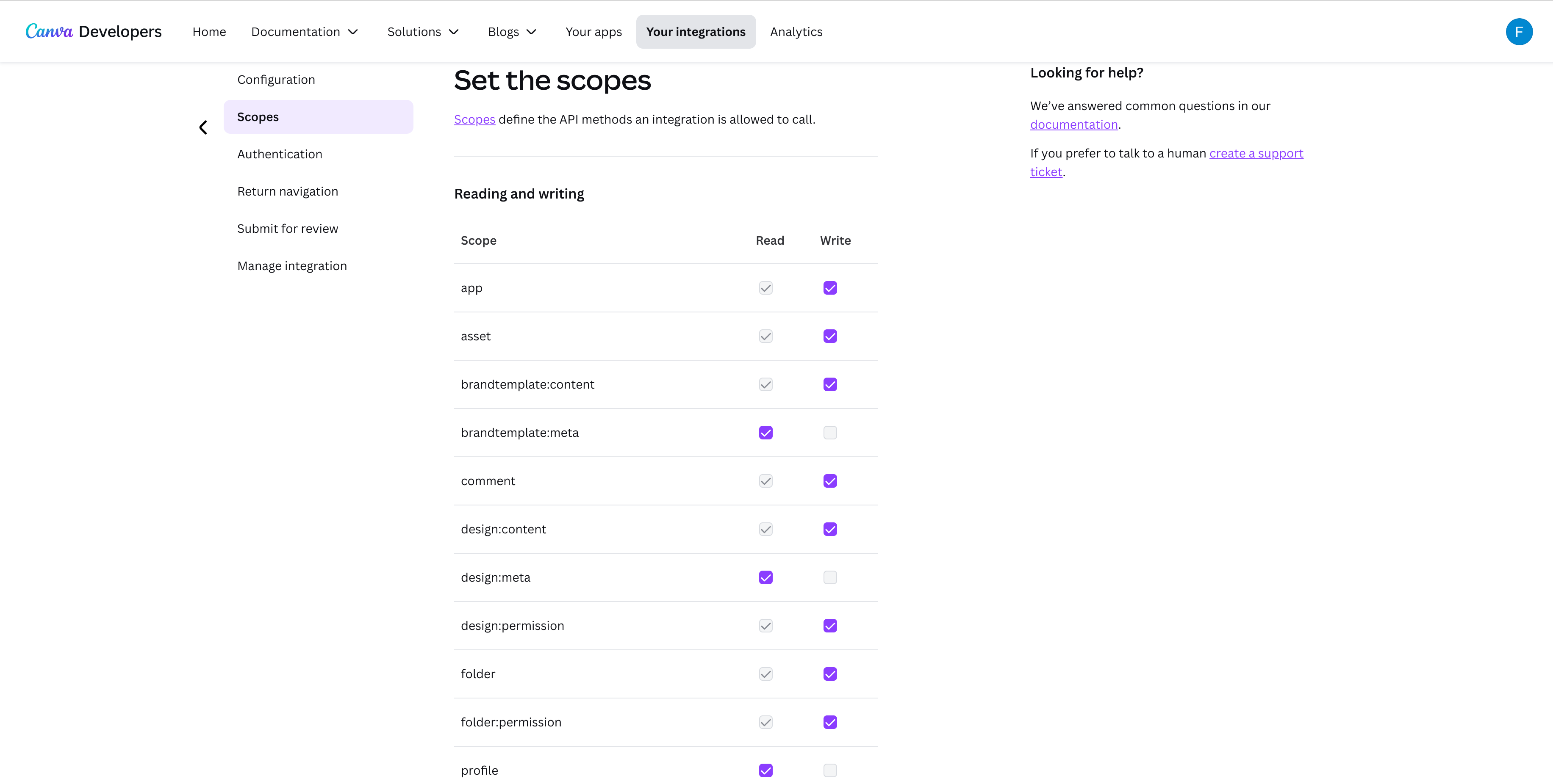 Canva créer les credentials