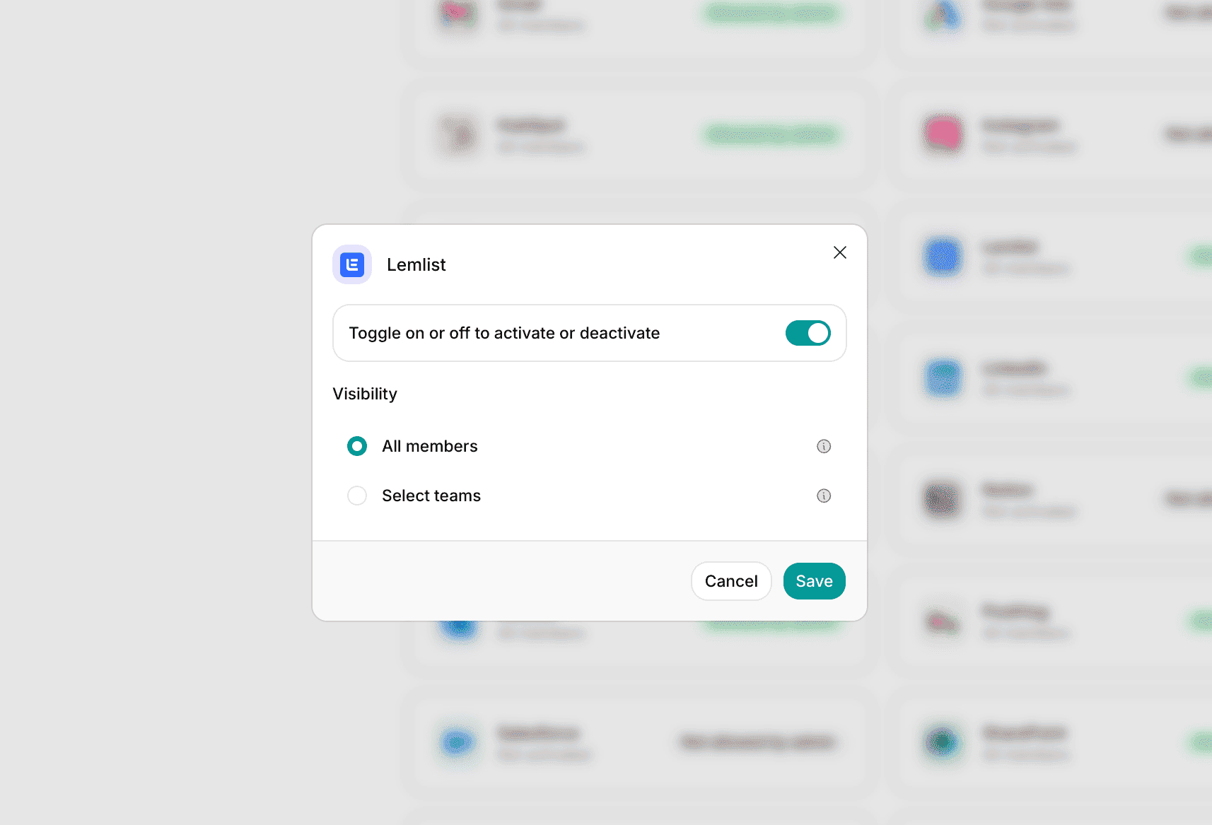 Activer l'intégration Lemlist