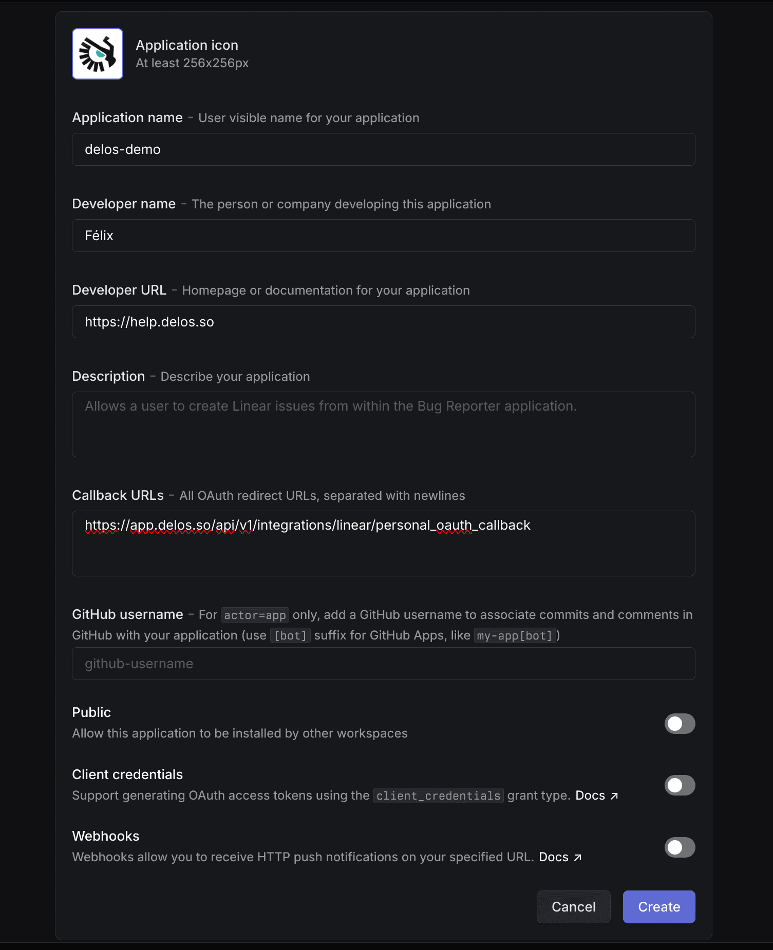 Création de l'app Linear