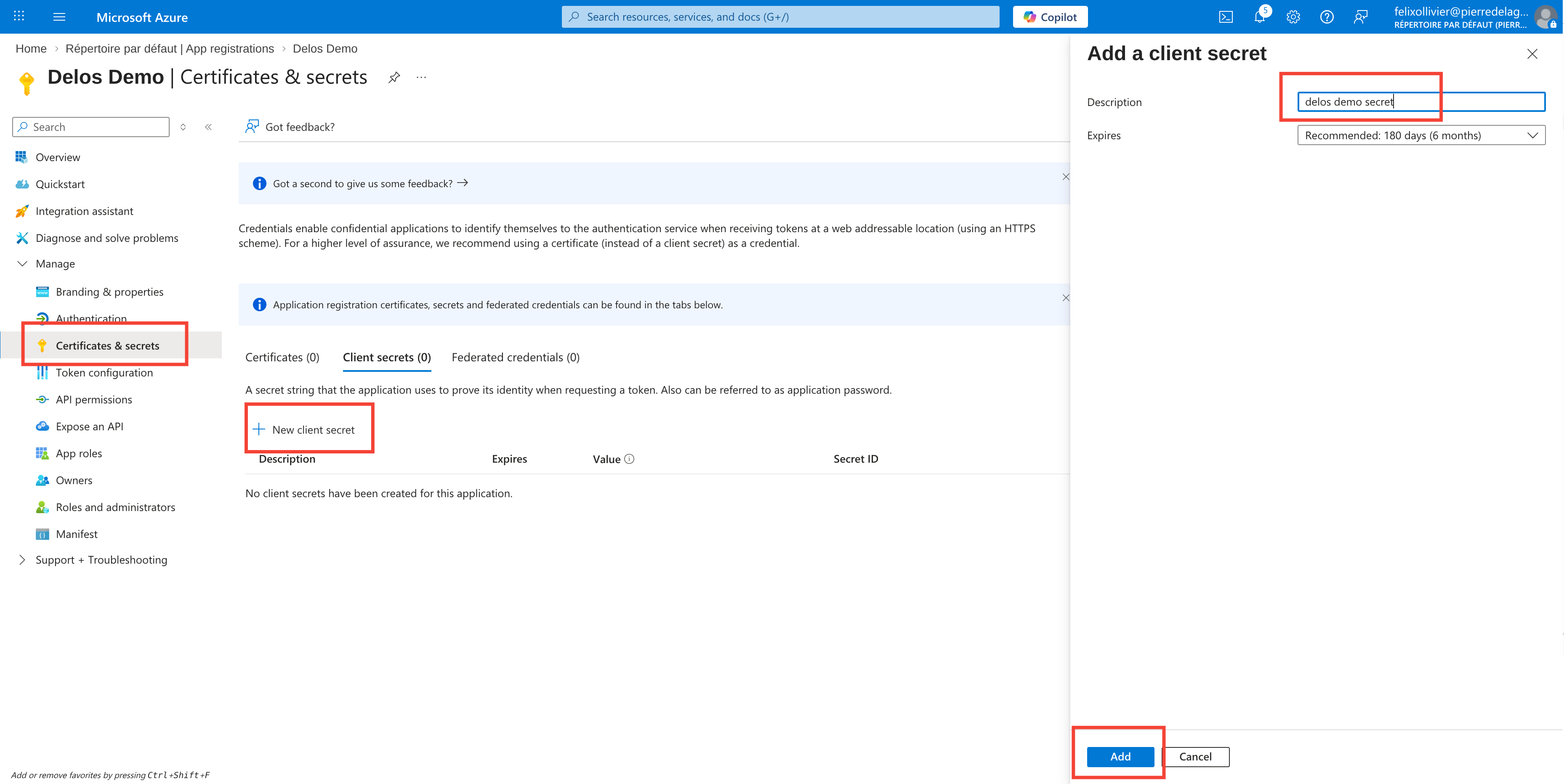 Client secret Azure