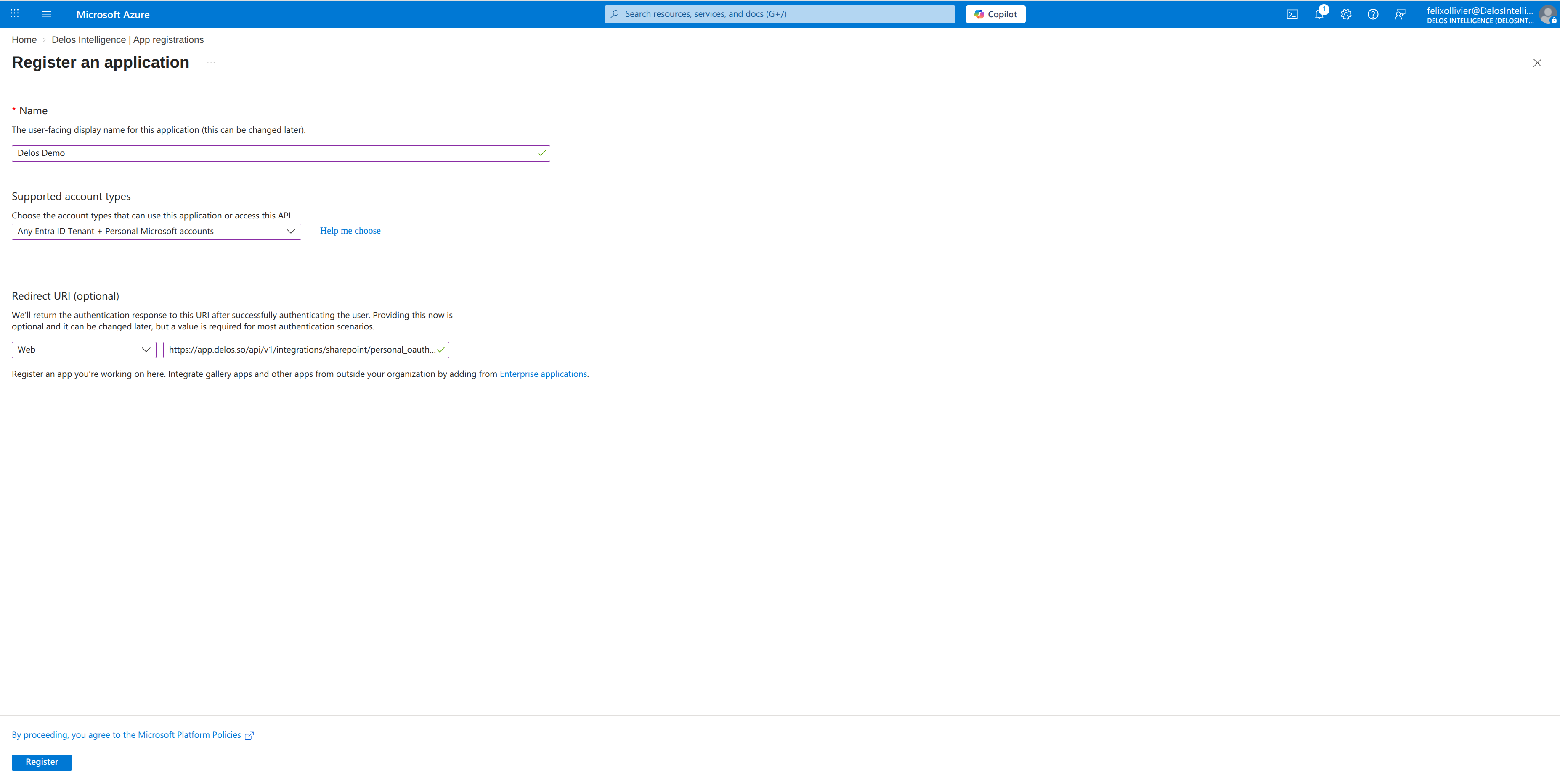 Enregistrer l'app SharePoint