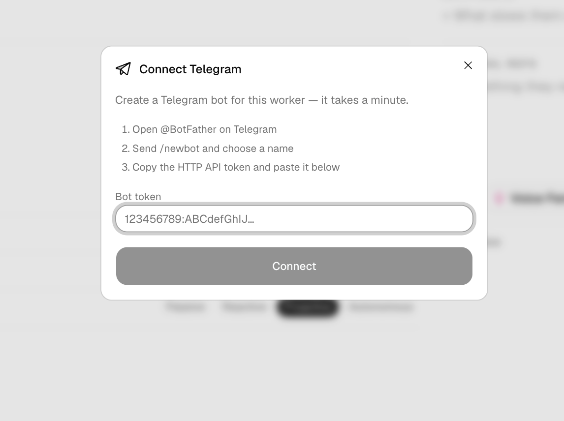 Coller le token Telegram