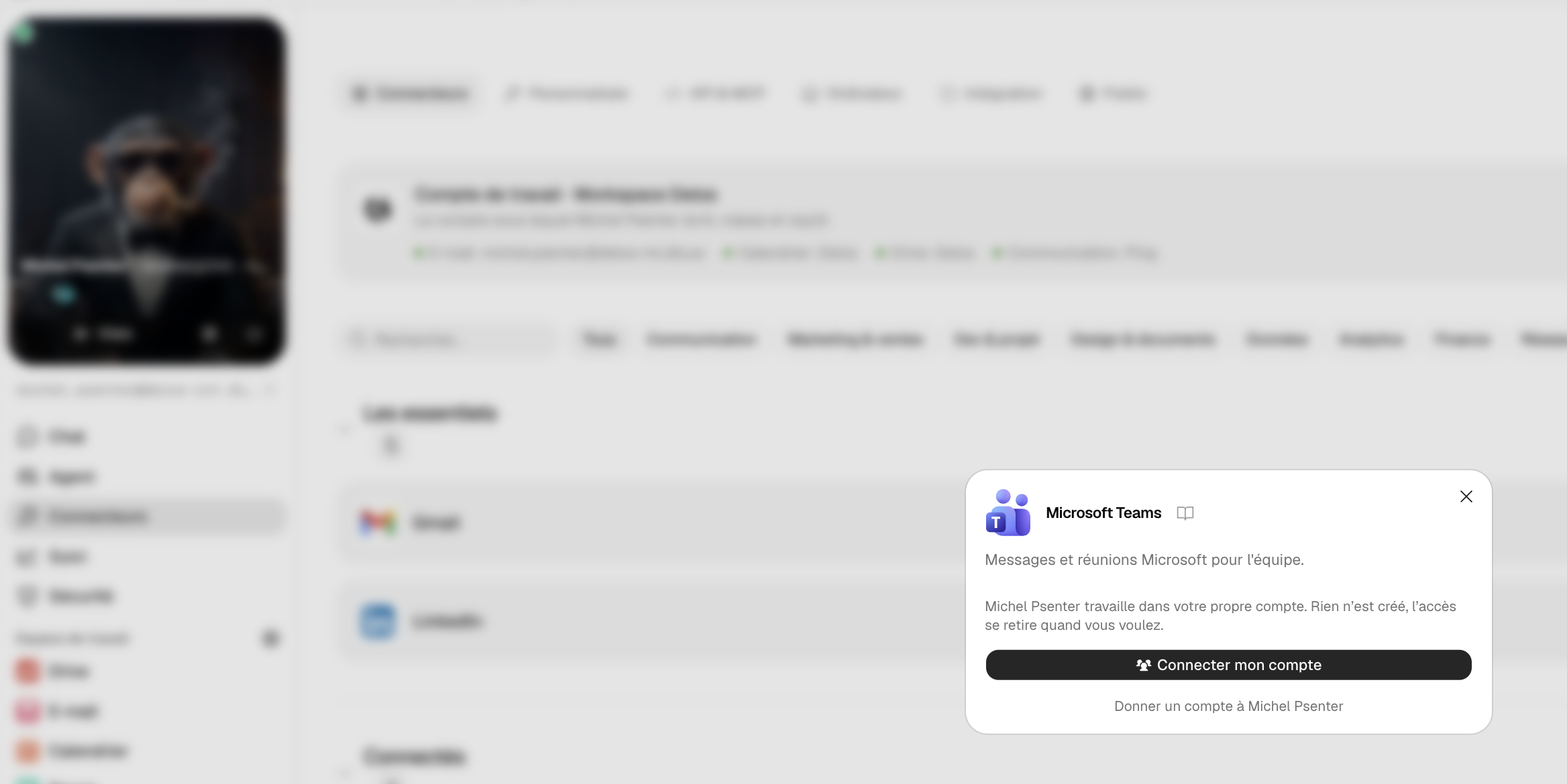 Connexion de Microsoft Teams au compte de travail du worker